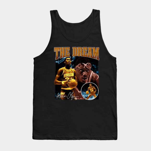 Hakeem Olajuwon The Dream Basketball Legend Signature Vintage Retro 80s 90s Bootleg Rap Style Tank Top by CarDE